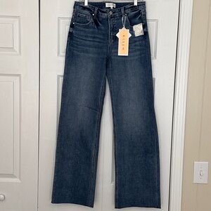 Risen Dark Wash 4 Way Stretch High Rise Straight Leg Jeans